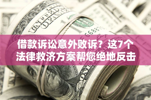 武汉借款诉讼意外败诉？这7个法律救济方案帮您绝地反击！